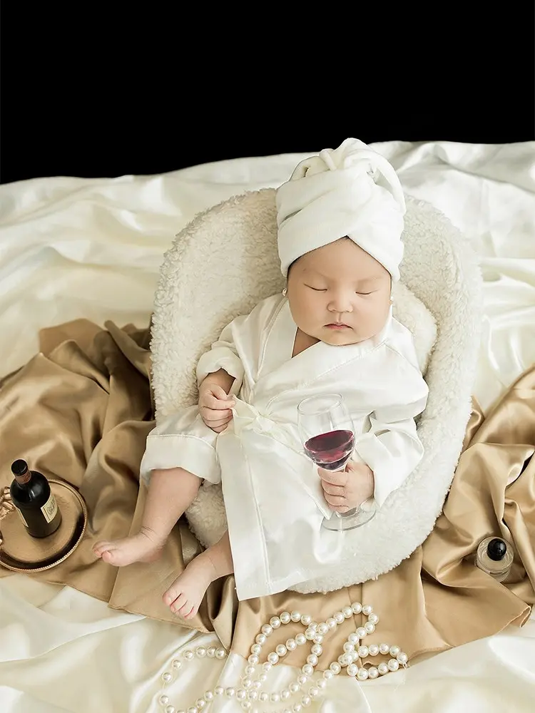Bathrobe Wine Theme Set - Newborn Photography Props - Image 2